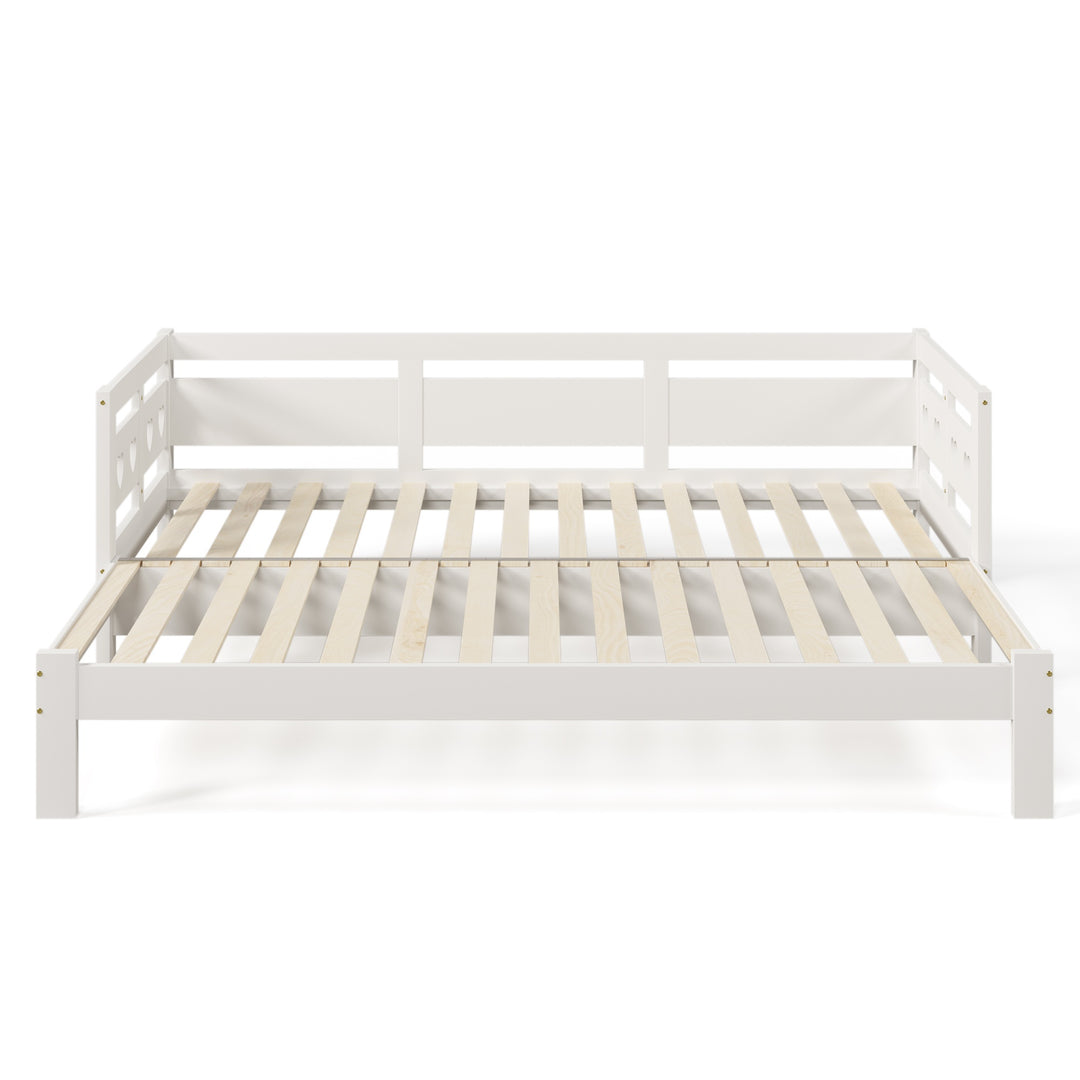 Heart-Shaped Wooden Daybed Frame with Pull-Out Trundle