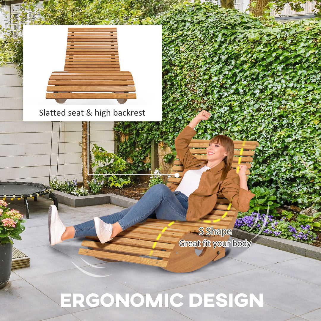 Waterproof Wooden Rocking Chair with Slatted Seat