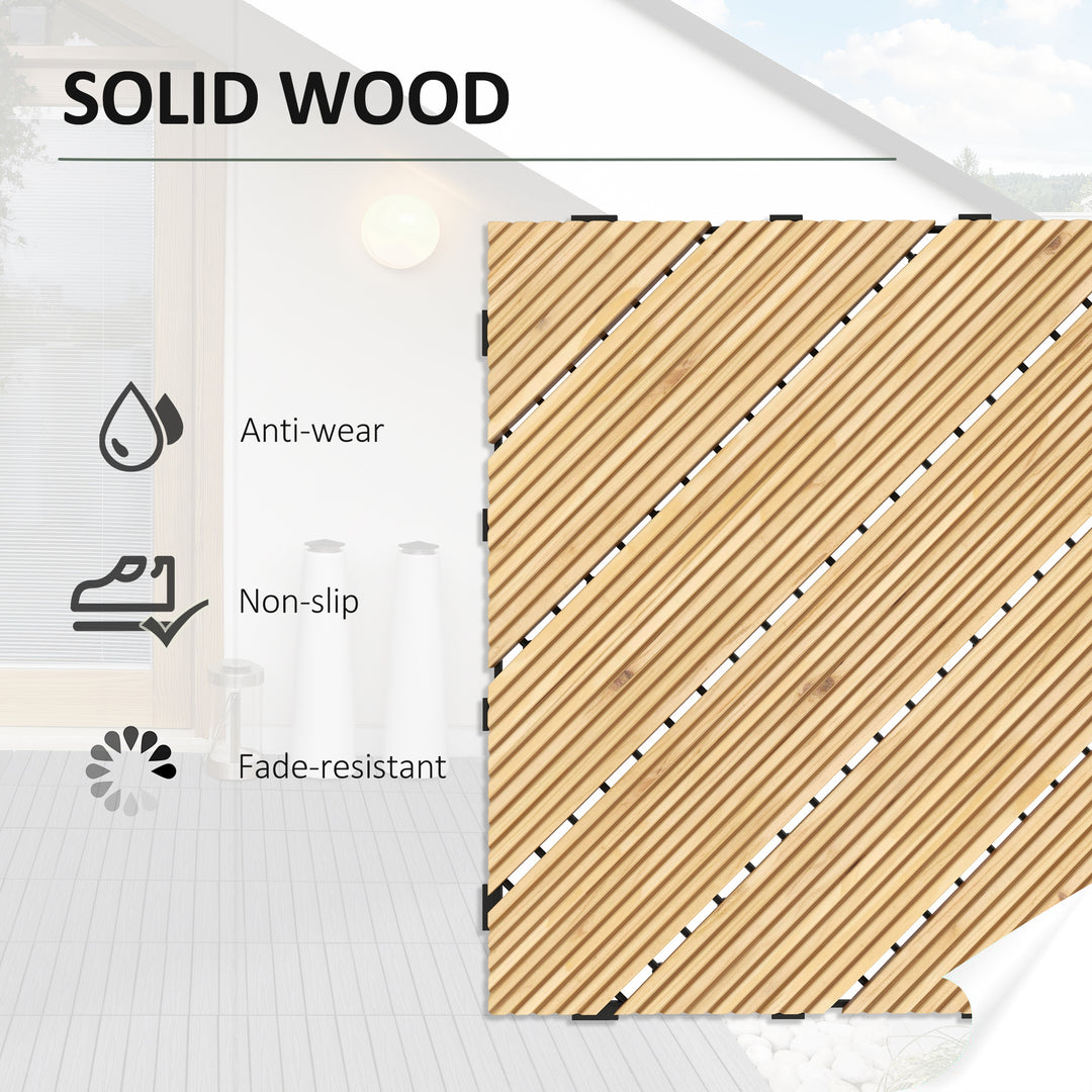 27 Pcs Wooden Interlocking Decking Tiles