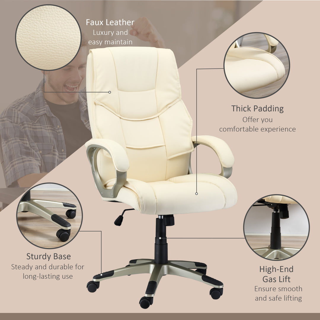 HOMCOM Computer Desk Chair, Cream White