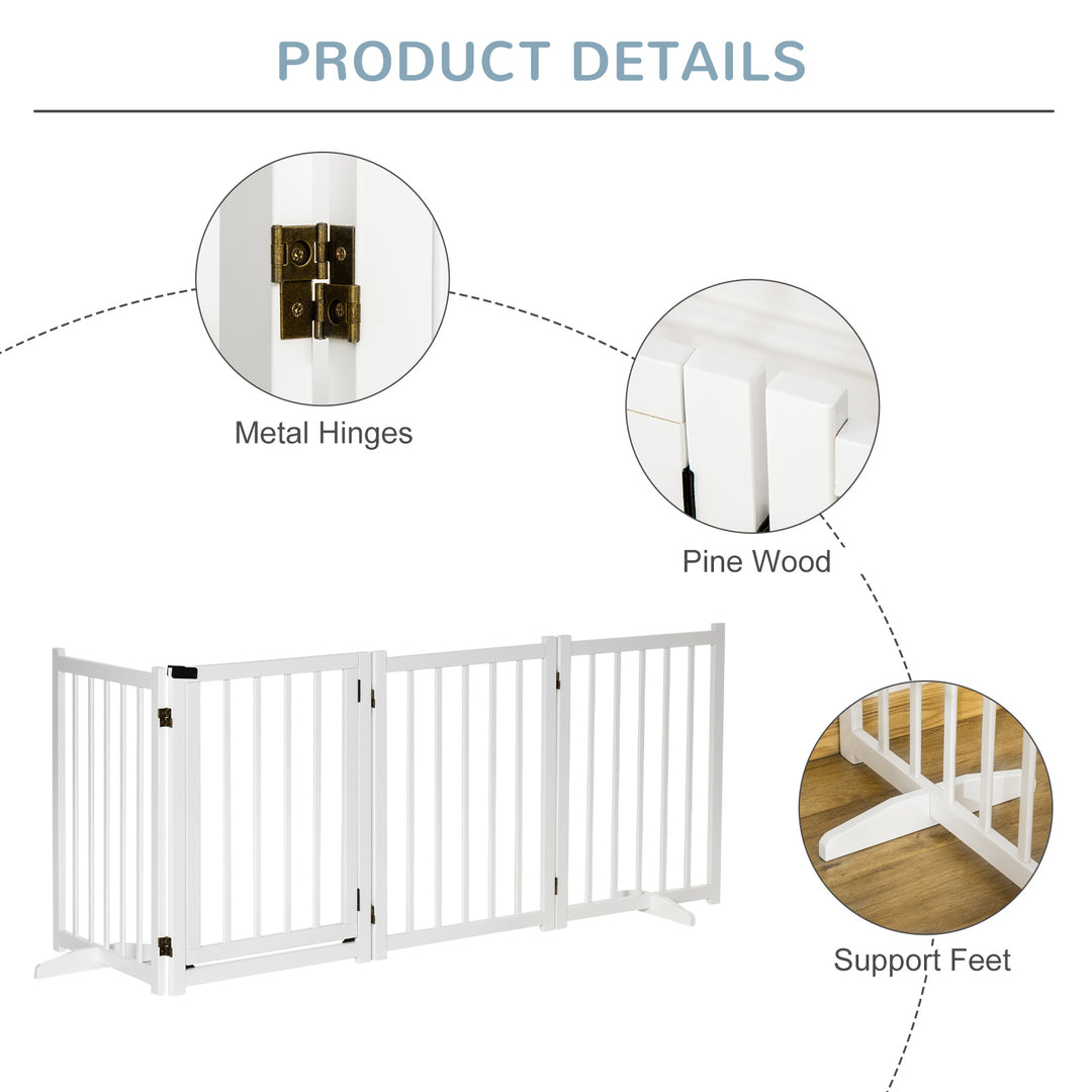 Freestanding Pet Gate: Wooden Foldable Barrier for Small to Medium Dogs