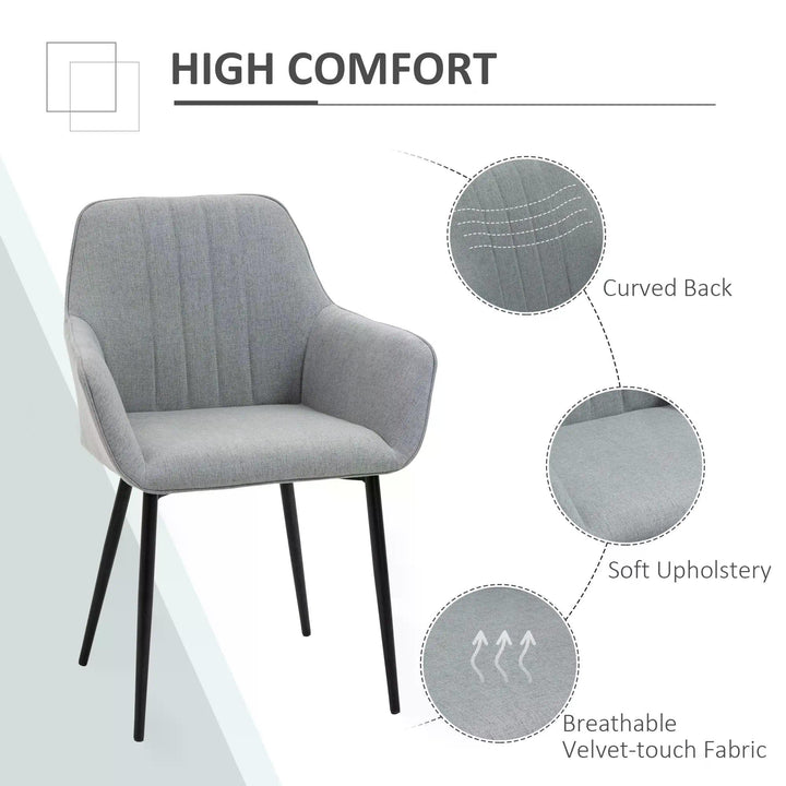 HOMCOM Upholstered Dining Chairs Set of 2, Light Grey