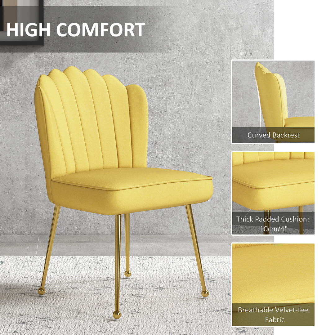 Velvet-Feel Shell Accent Chair - Yellow