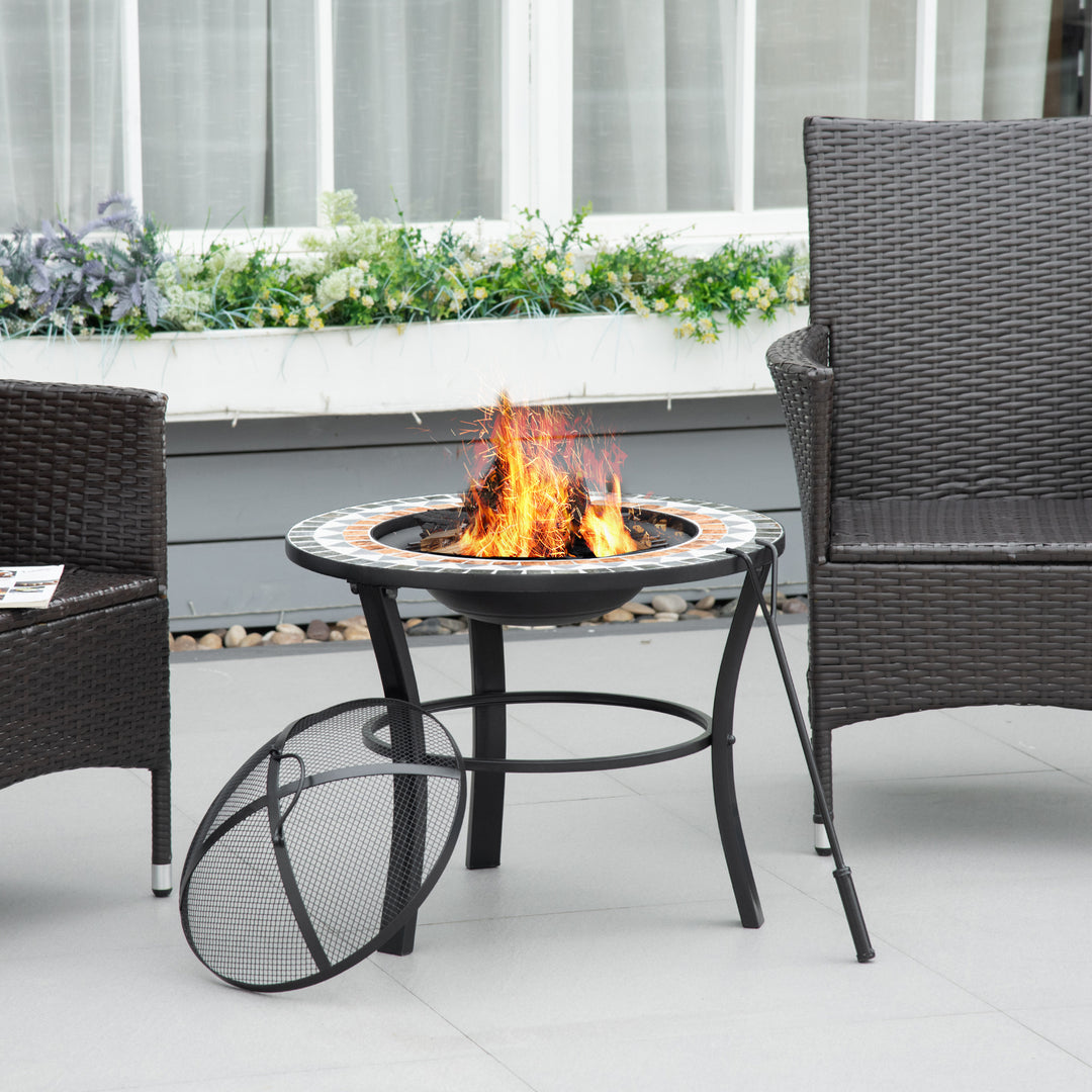 60cm Outdoor Fire Pit Table with Mosaic Outer