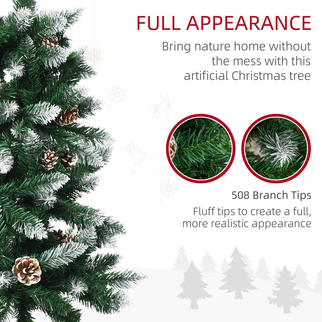 6 Foot Snow Artificial Christmas Tree with Realistic Branches