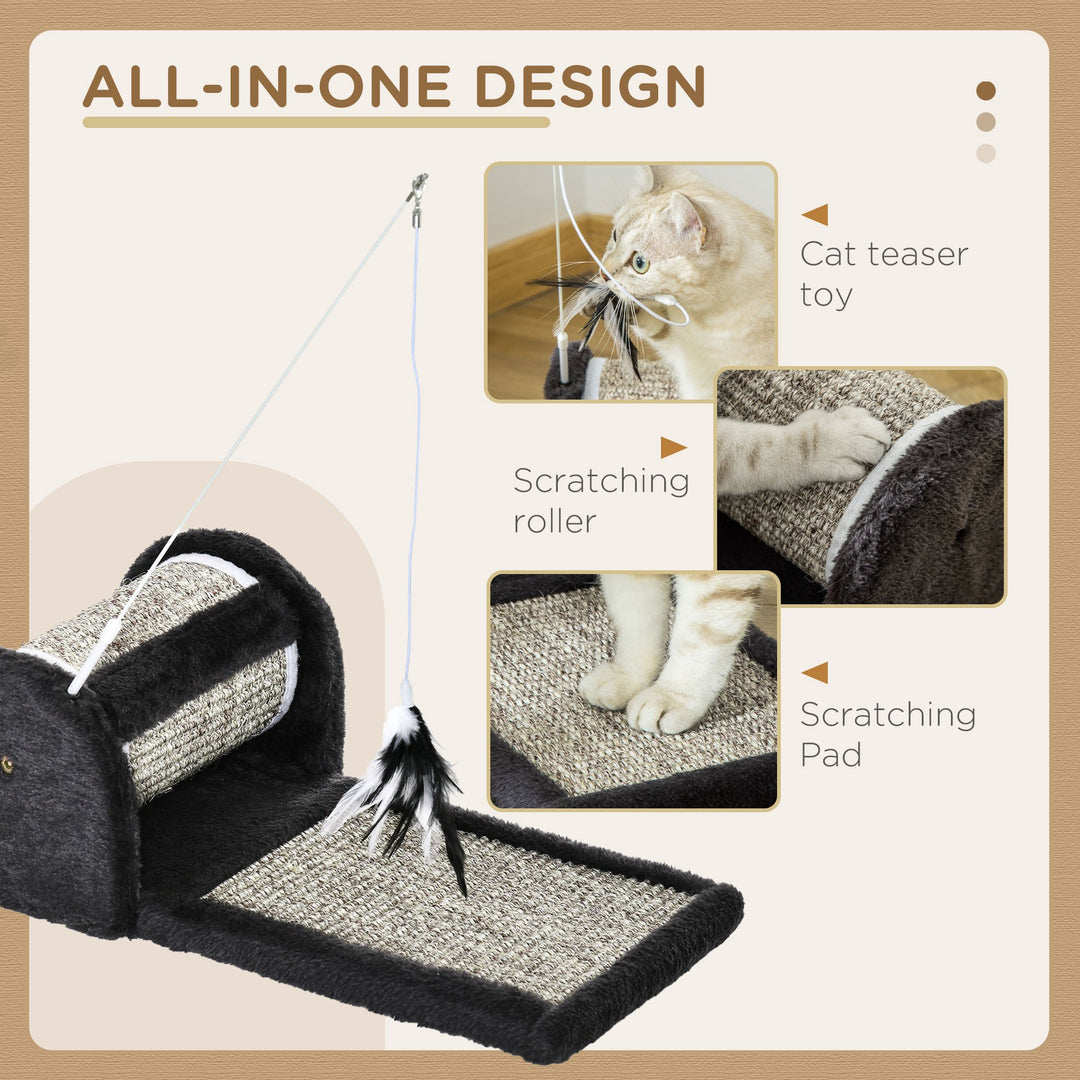 Sisal Scratching Mat: Kitten Playtime Companion with Roller & Feather Toy