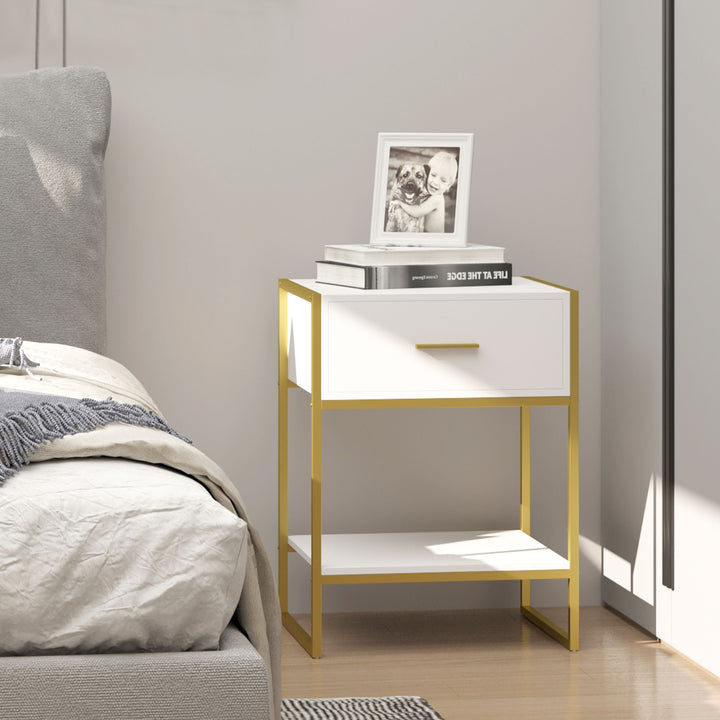 Contemporary Bedside Cabinet with Drawer and Shelf