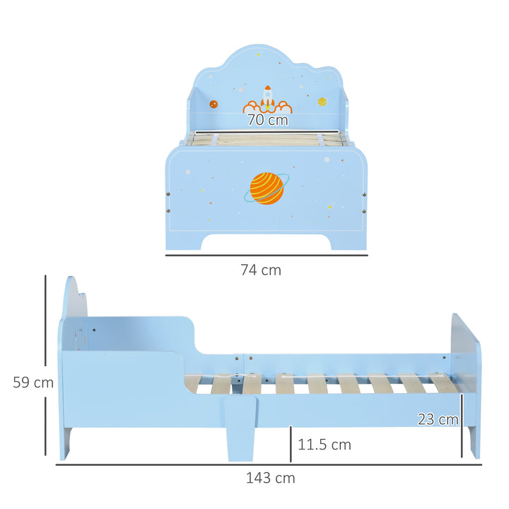 Toddler Bed with Rocket & Plants Patterns