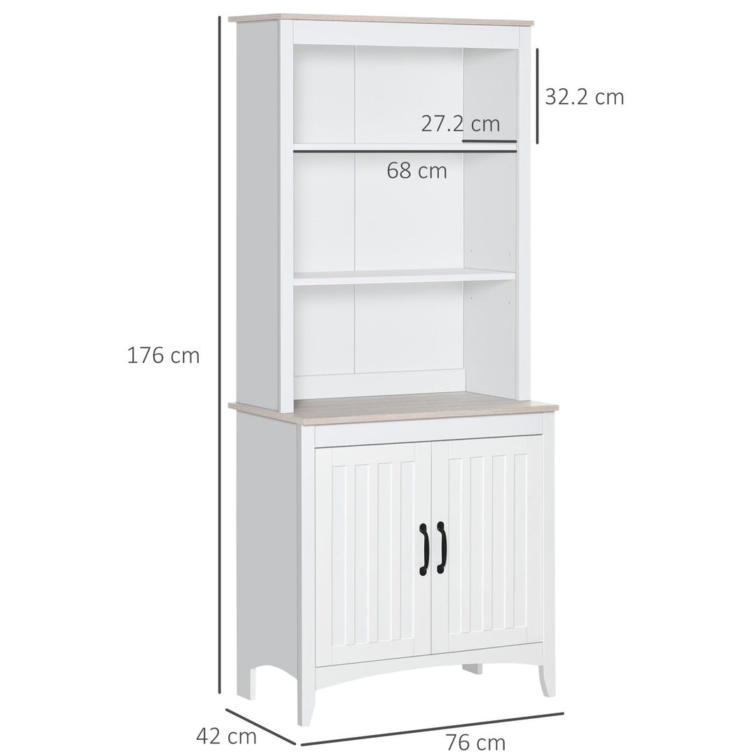 Kitchen Cupboard with 3-tier Shelving Double-door Storage Cabinet