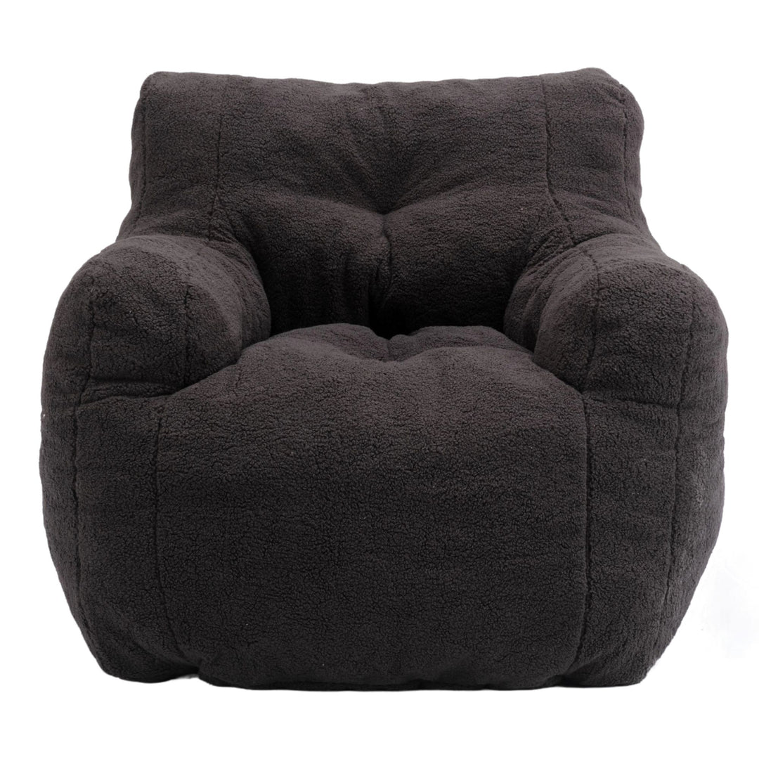 Soft Swivel Foam Bean Bag Armchair with Teddy Fabric and Ergonomic Backrest