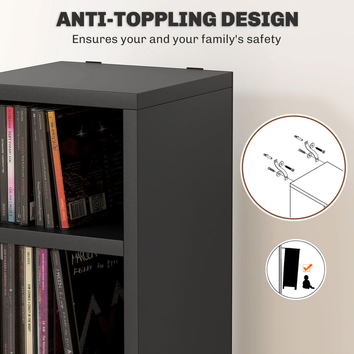 204 CD Tall Narrow Media Storage Tower - Black