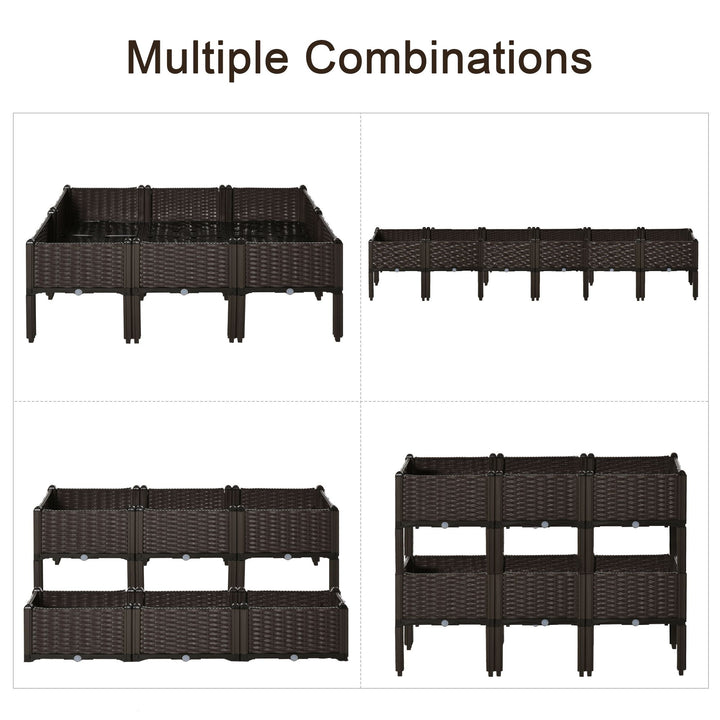 Set of 6 Raised Planter Box for Patios