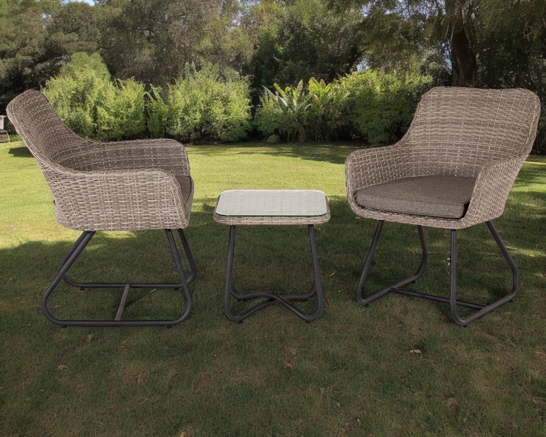 Vasto Rattan Garden Bistro Set in Grey - Rattan Direct