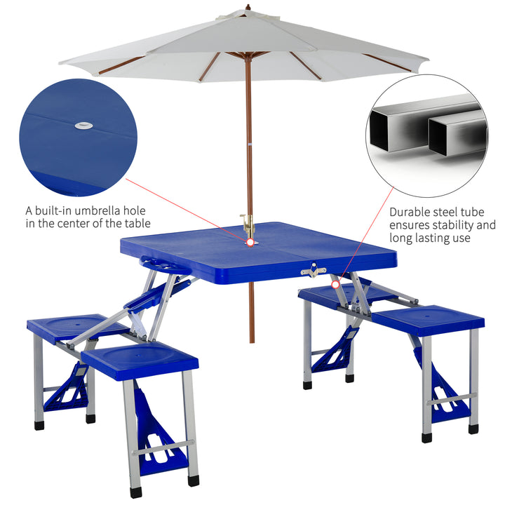 Portable Picnic Table W/ Bench Set-Blue