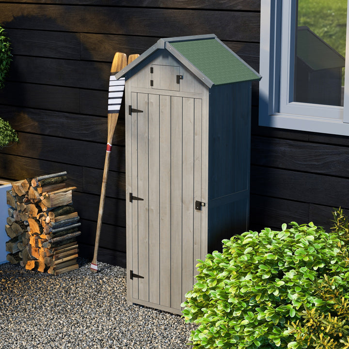 Garden Shed Vertical Utility 3 Shelves Shed Wood Outdoor Garden Tool Storage Unit Storage Cabinet