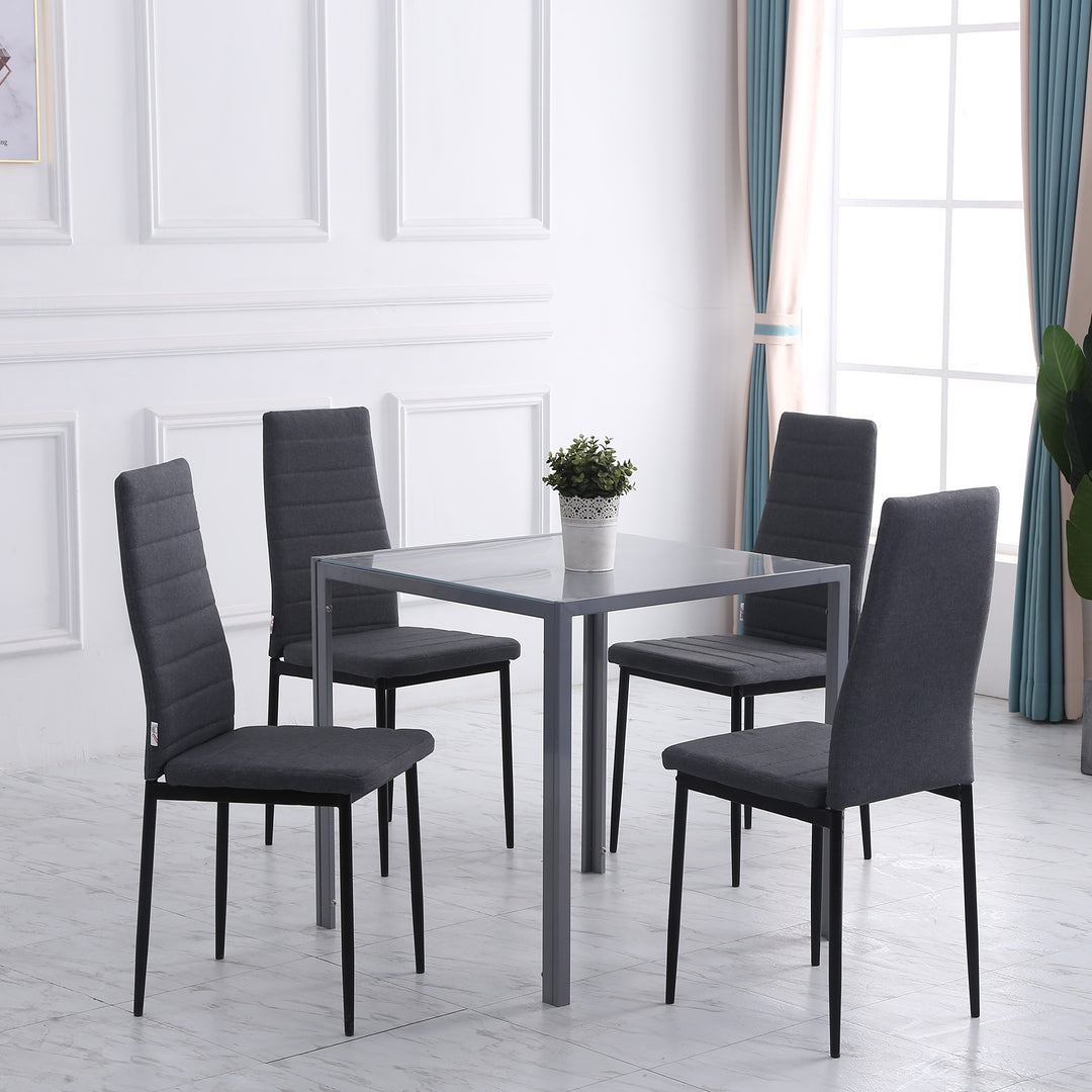 HOMCOM High Back Dining Chairs Set of 4, Grey