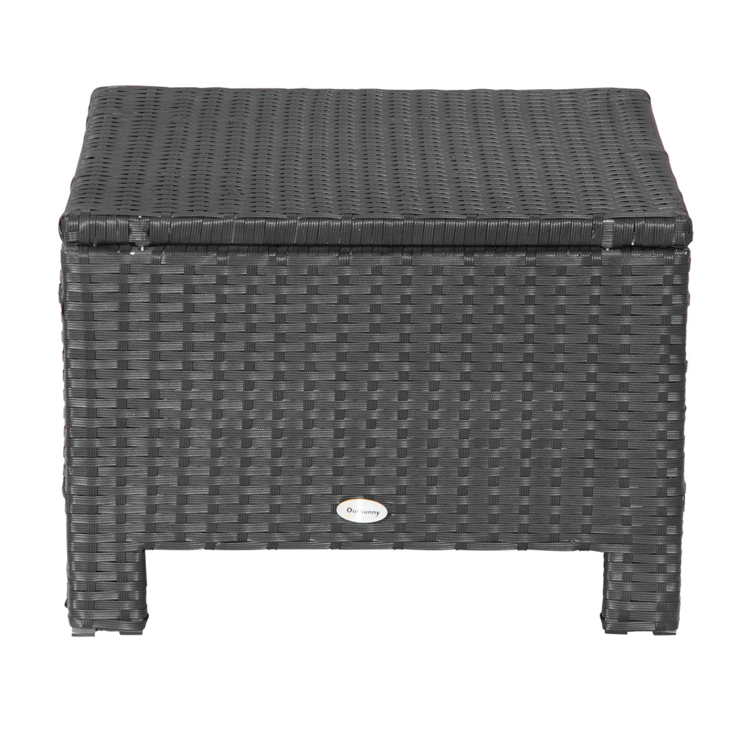 Waterproof Rattan Footstool Wicker Ottoman with Padded Seat Cushion Outdoor Patio Furniture for Backyard Garden Poolside