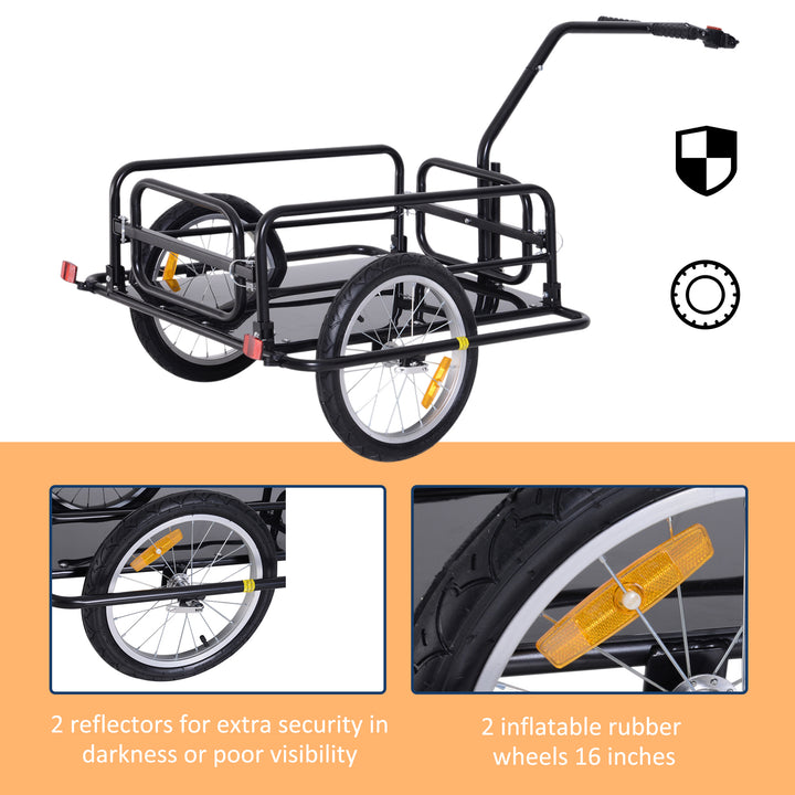 Bike Cargo Trailer Bicycle Cargo Storage Cart w/ Hitch Cycling Camping Luggage Storage Carrier Transport Steel Black