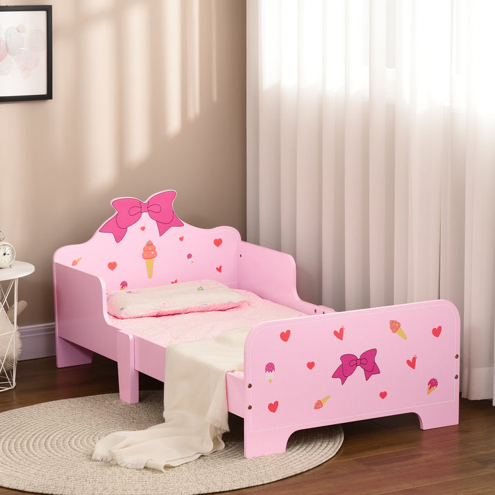 Princess-Themed Toddler Bed with Safety Side Rails and Slats