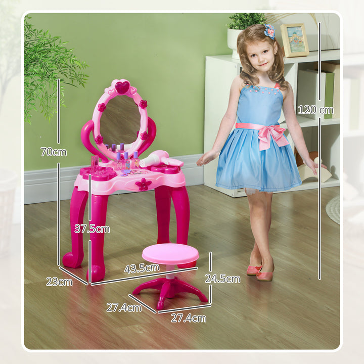 Kids Dressing Table with Mirror and Stool