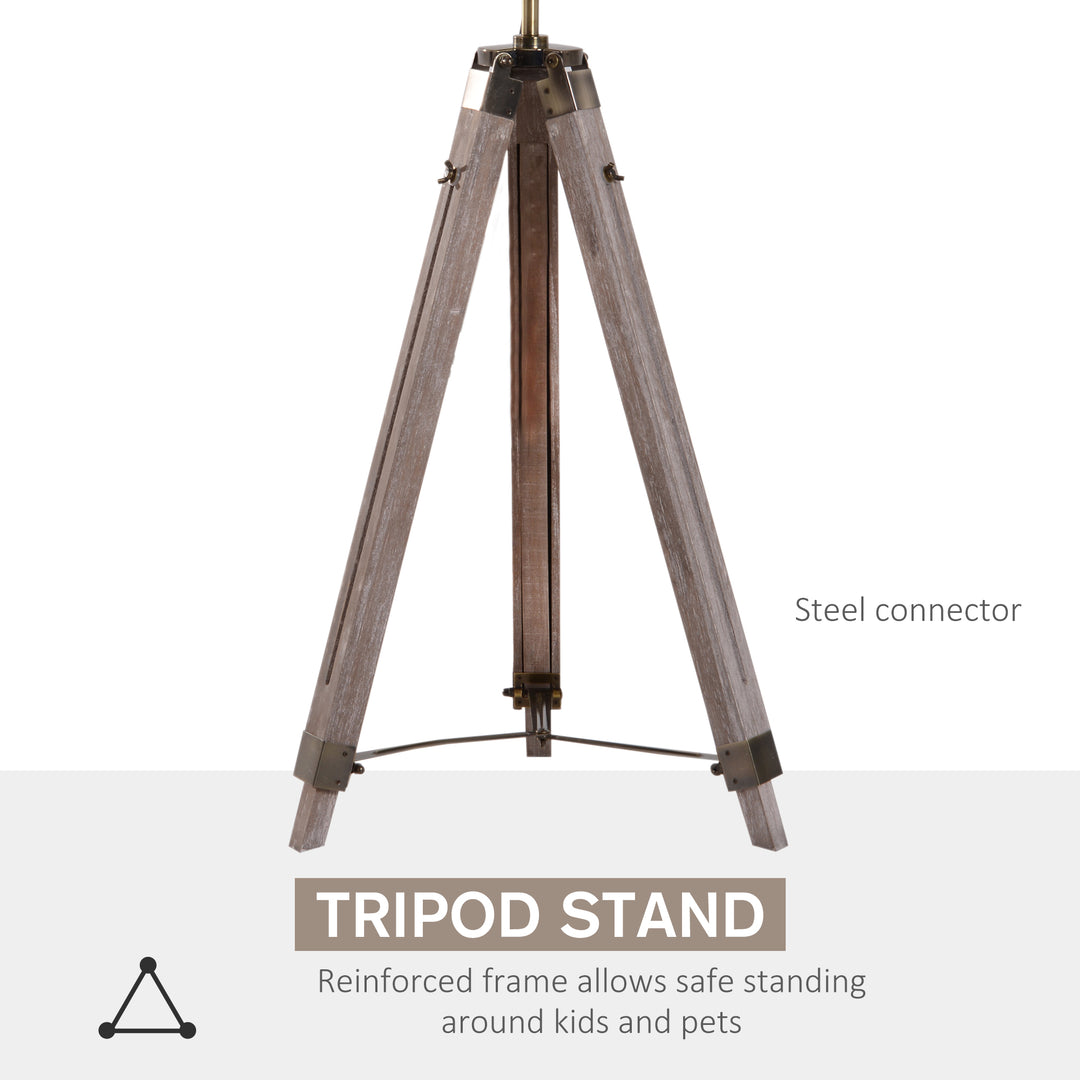 Vintage Tripod Floor Lamp Retro Industrial Photography Light Spotlight Antique Searchlight Wooden Base