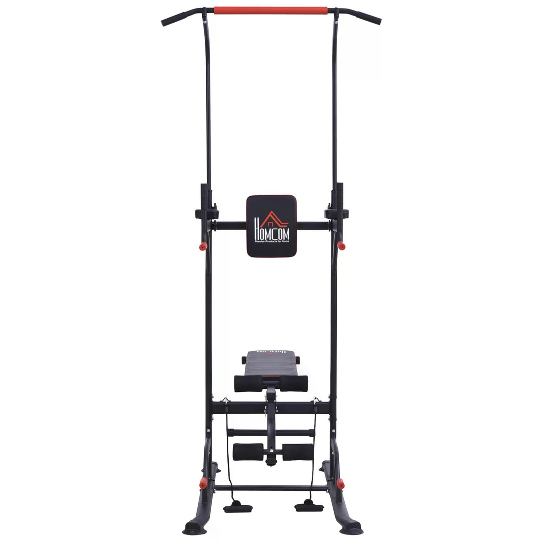 Steel Strength Training Power Tower Pull Up Station Black/Red