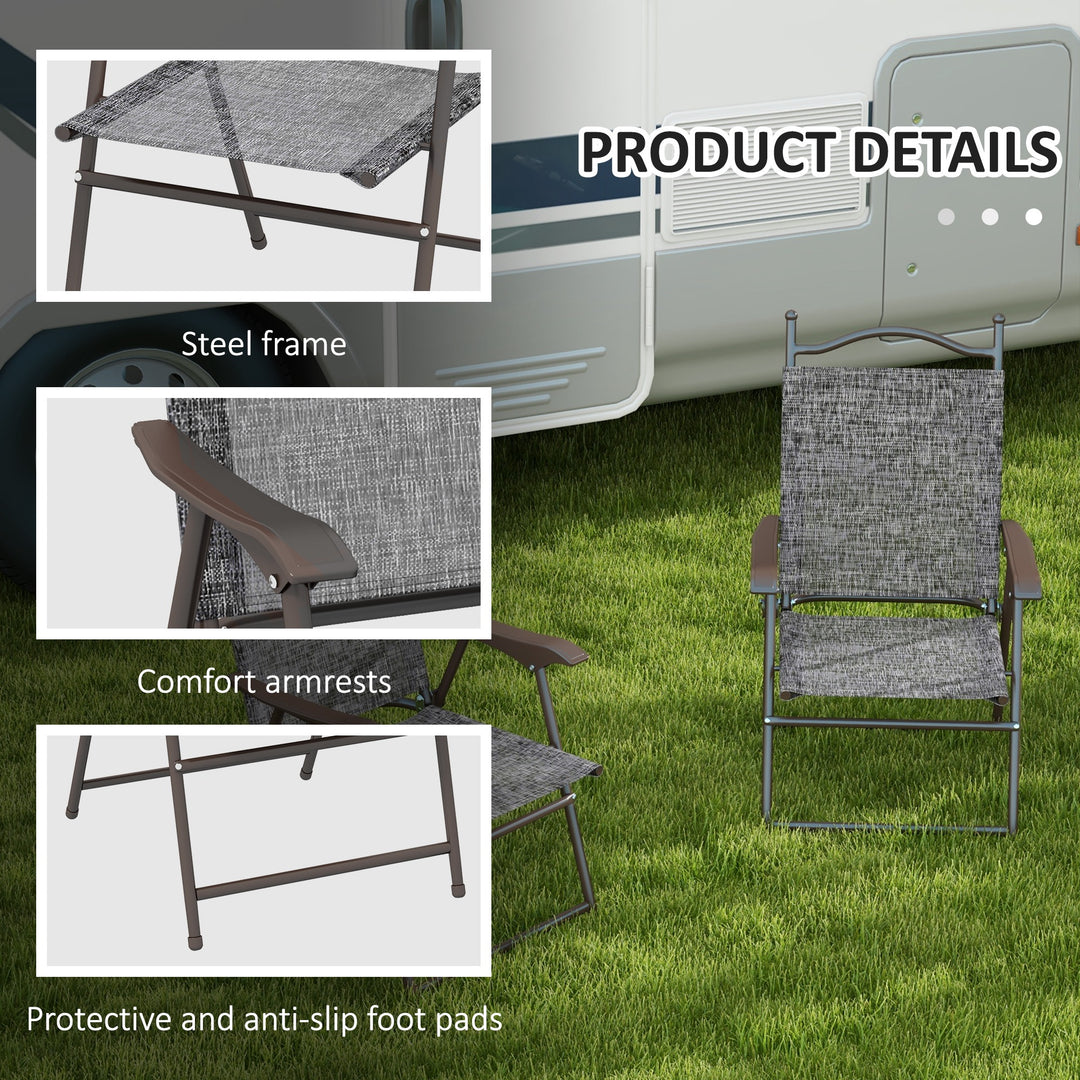 Portable Patio Perches: Folding Mesh Chairs with Armrests for Camping Comfort