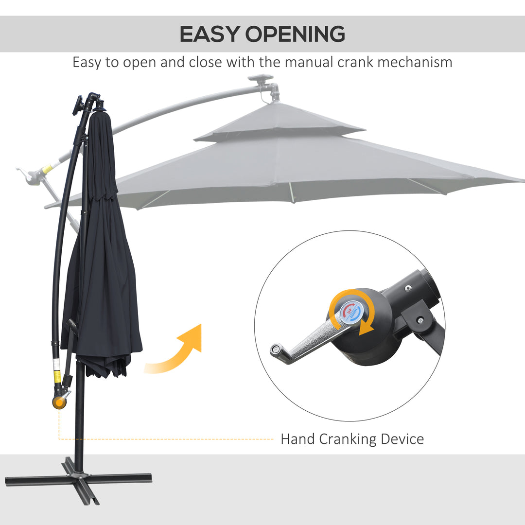 3(m) Cantilever Banana Parasol Hanging Umbrella with Double Roof