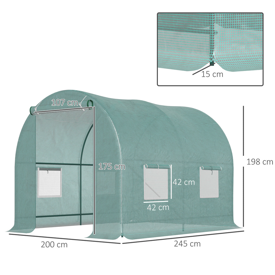 Walk-In Greenhouse Reinforced Polytunnel Greenhouse Garden Plants Grow Waterproof Cover Galvanised Base w/ Slide Door