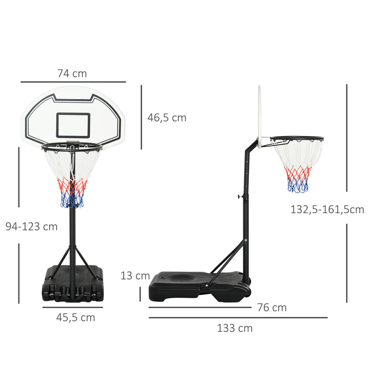 Basketball Stand 94-123cm Basket Height Adjustable Hoop For Kids Adults Suitable for Pool Side