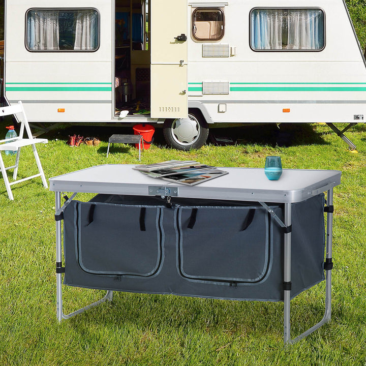 Adjustable Aluminum Picnic Table-Pebbles White