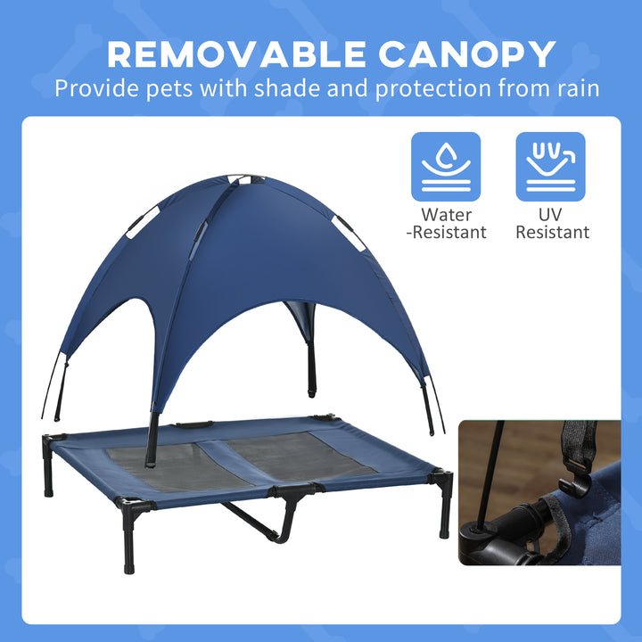 Elevated Dog Bed: Waterproof Mesh with UV Canopy