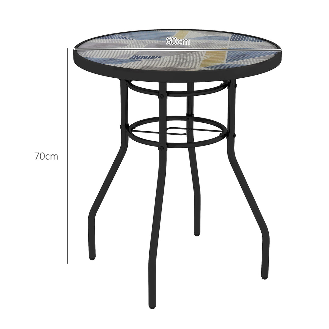 Garden Table with Tempered Glass Top