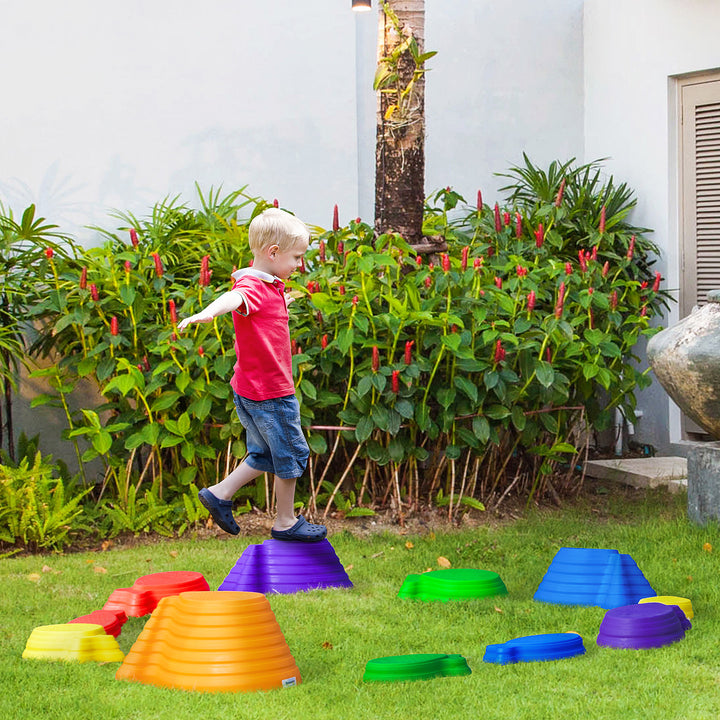 Kids Balance Stepping Stones 11-Piece Fish Shape Non-slip Obstacle Course Stackable Balance Blocks Toddler Balance