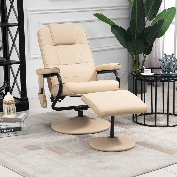 Manual Sofa Reclining Armchair PU Leather Massage Recliner Chair and Ottoman