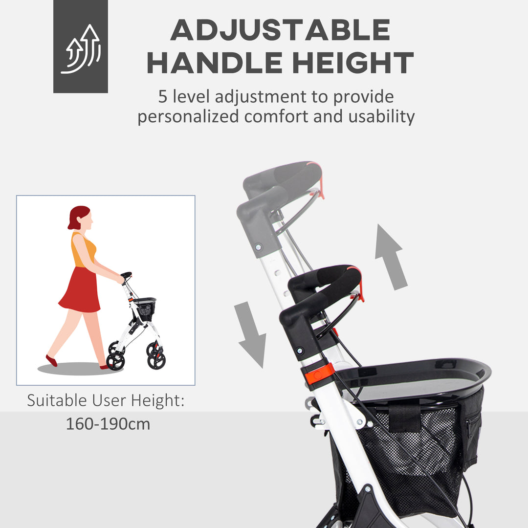 Folding Upright Rollator Walker with Lightweight Walking Frame