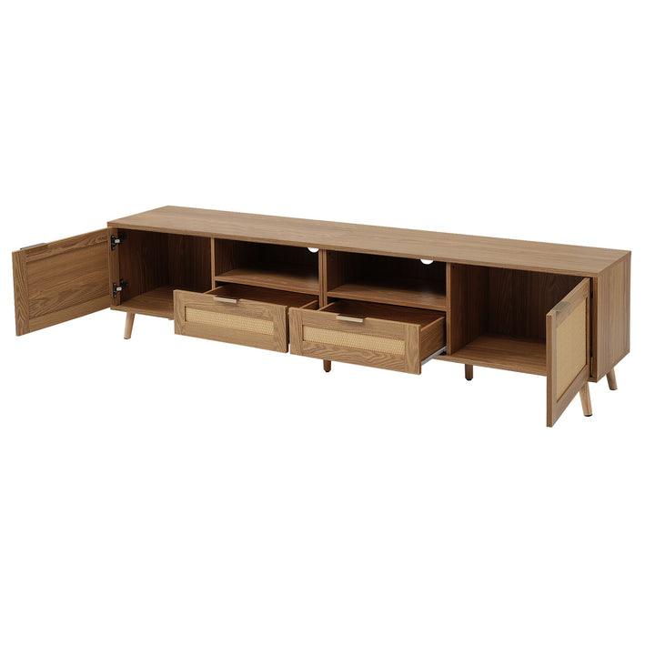 Modern TV Stand with 4 Storage Cabinets & Open Shelves