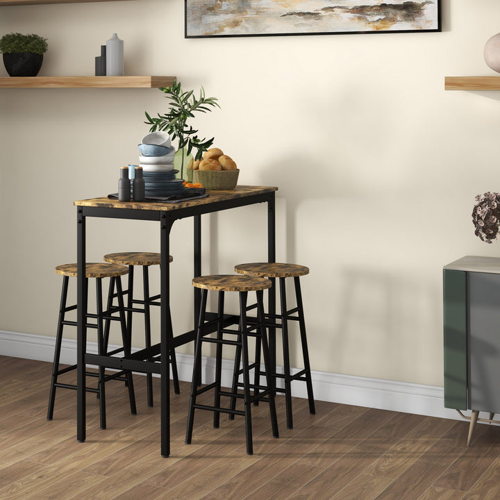 5 Piece Bar Table Set with 4 Stools