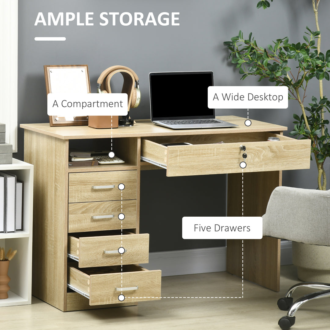 HOMCOM Desk with Shelves and Lockable Drawer