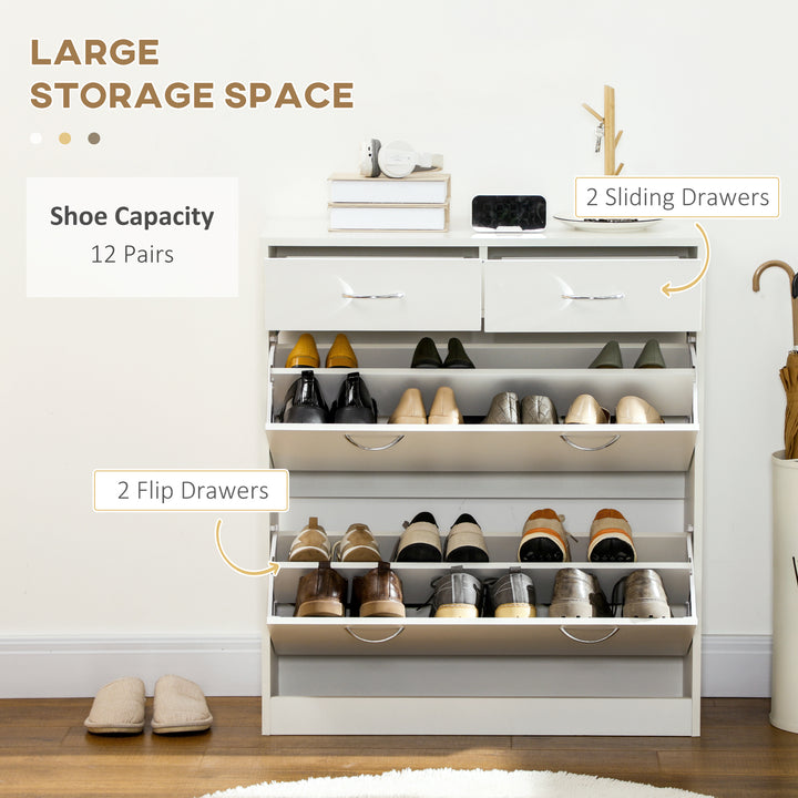 Shoe Cabinet Narrow Storage with 2 Flip Drawers