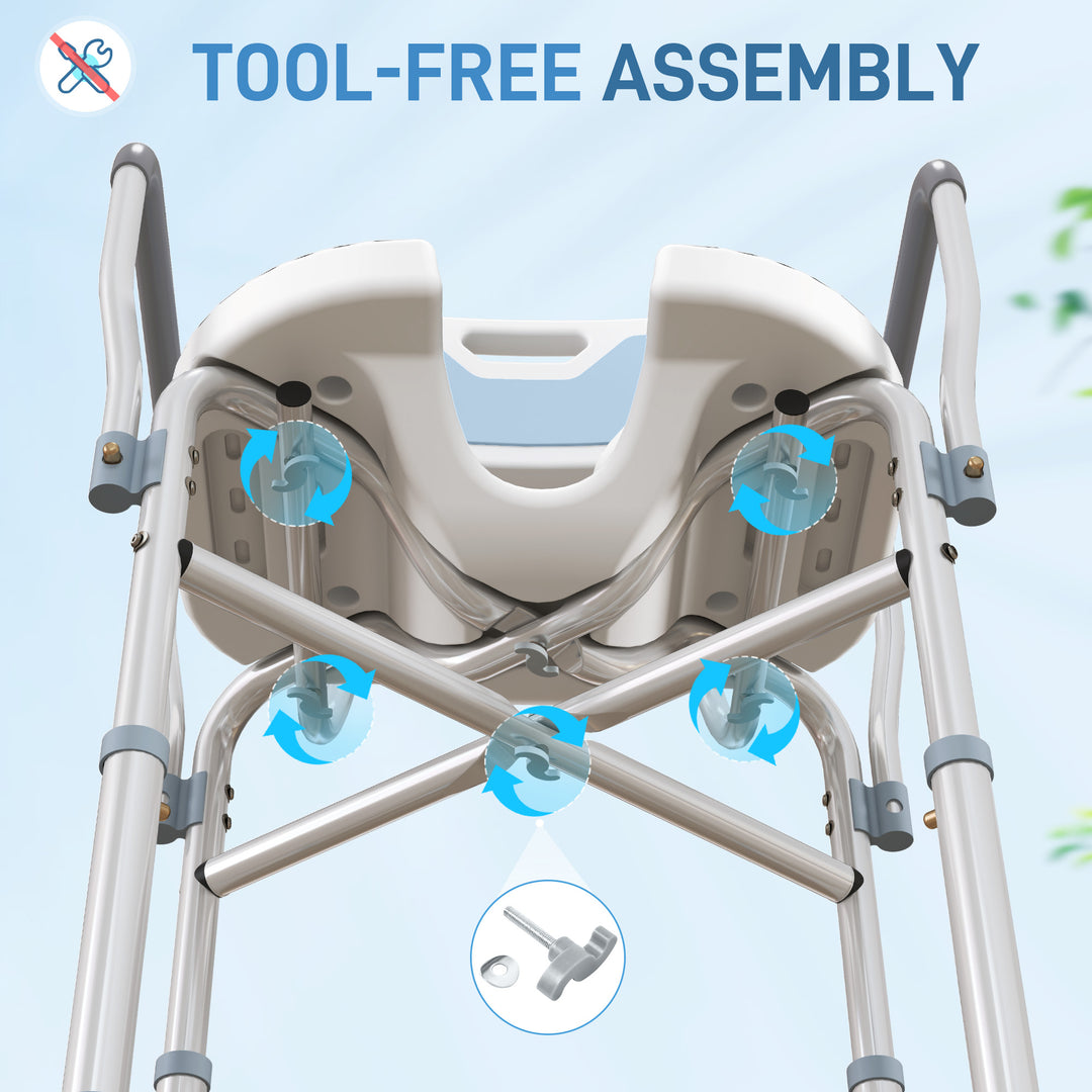 Bath Stool w/ Upgraded U-shaped Seat and Reinforced Crossbars