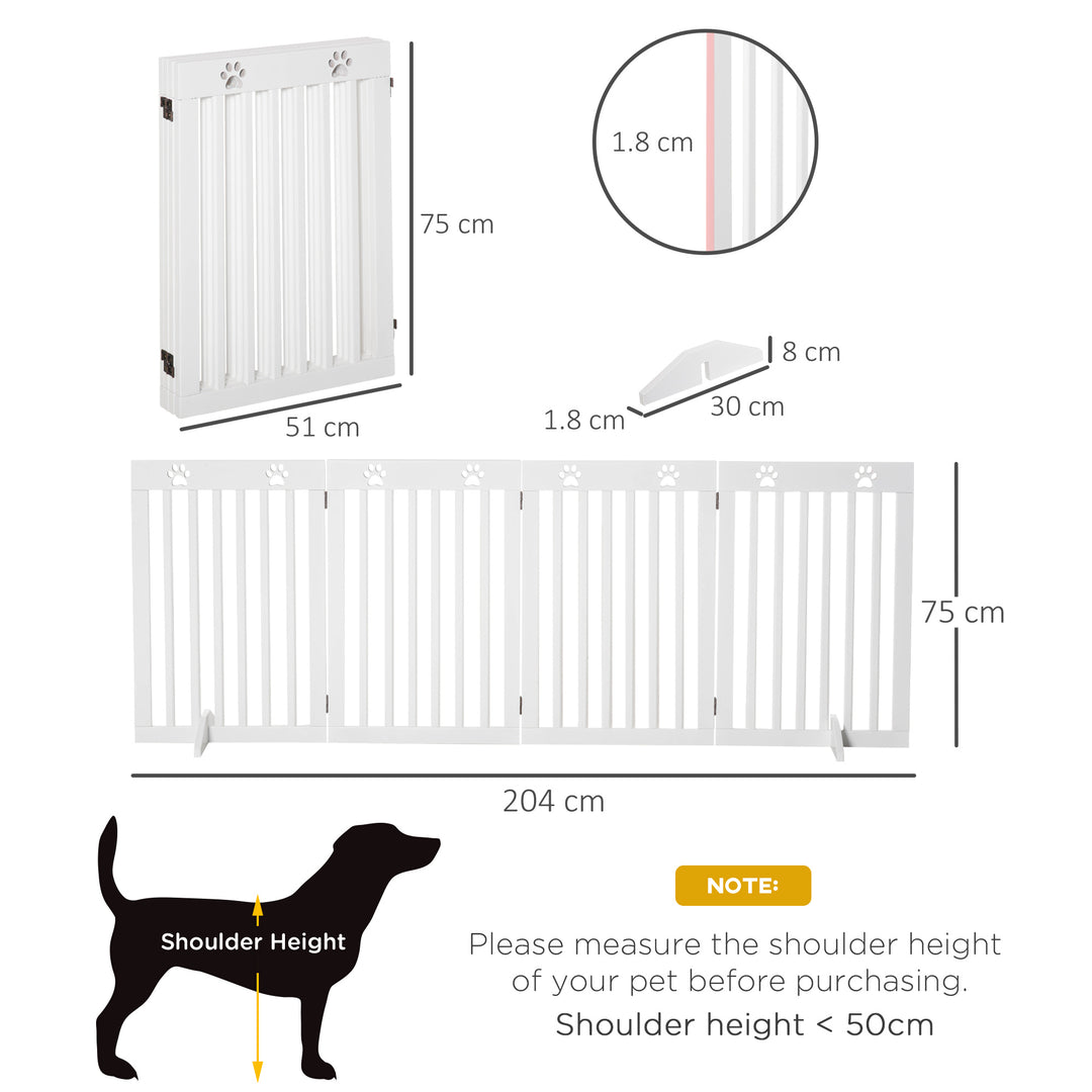 Foldable Wooden Pet Barrier: 4-Panel Safeguard for Doorways & Stairs