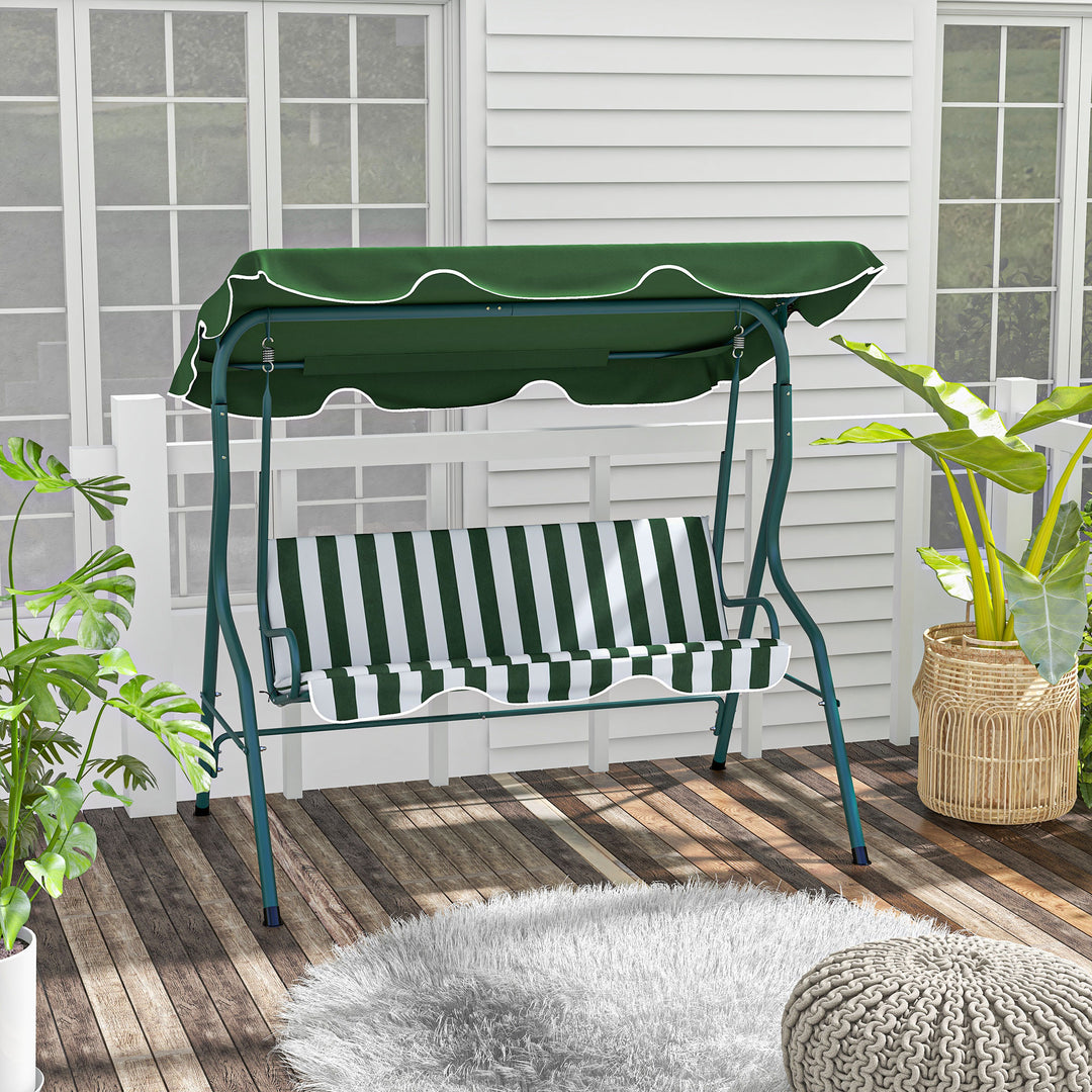 Waterproof 3 Seater Garden Swing Seat Chair Outdoor Bench with Adjustable Canopy and Metal Frame