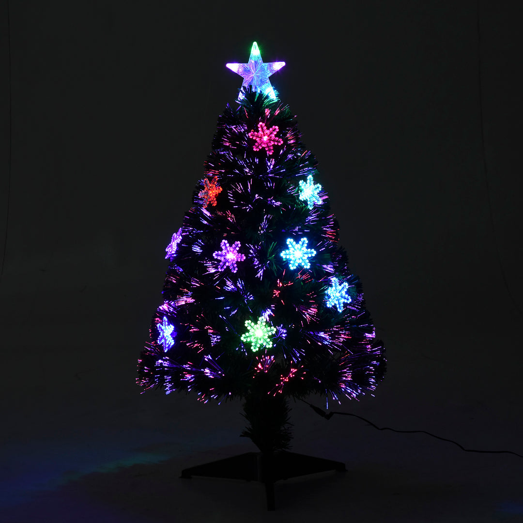 3ft Fibre Optic Christmas Tree 90cm W/ Showflakes