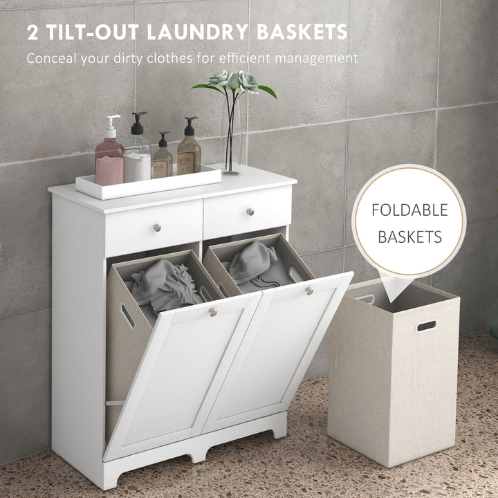 Duo Hamper Laundry Storage Cabinet - White