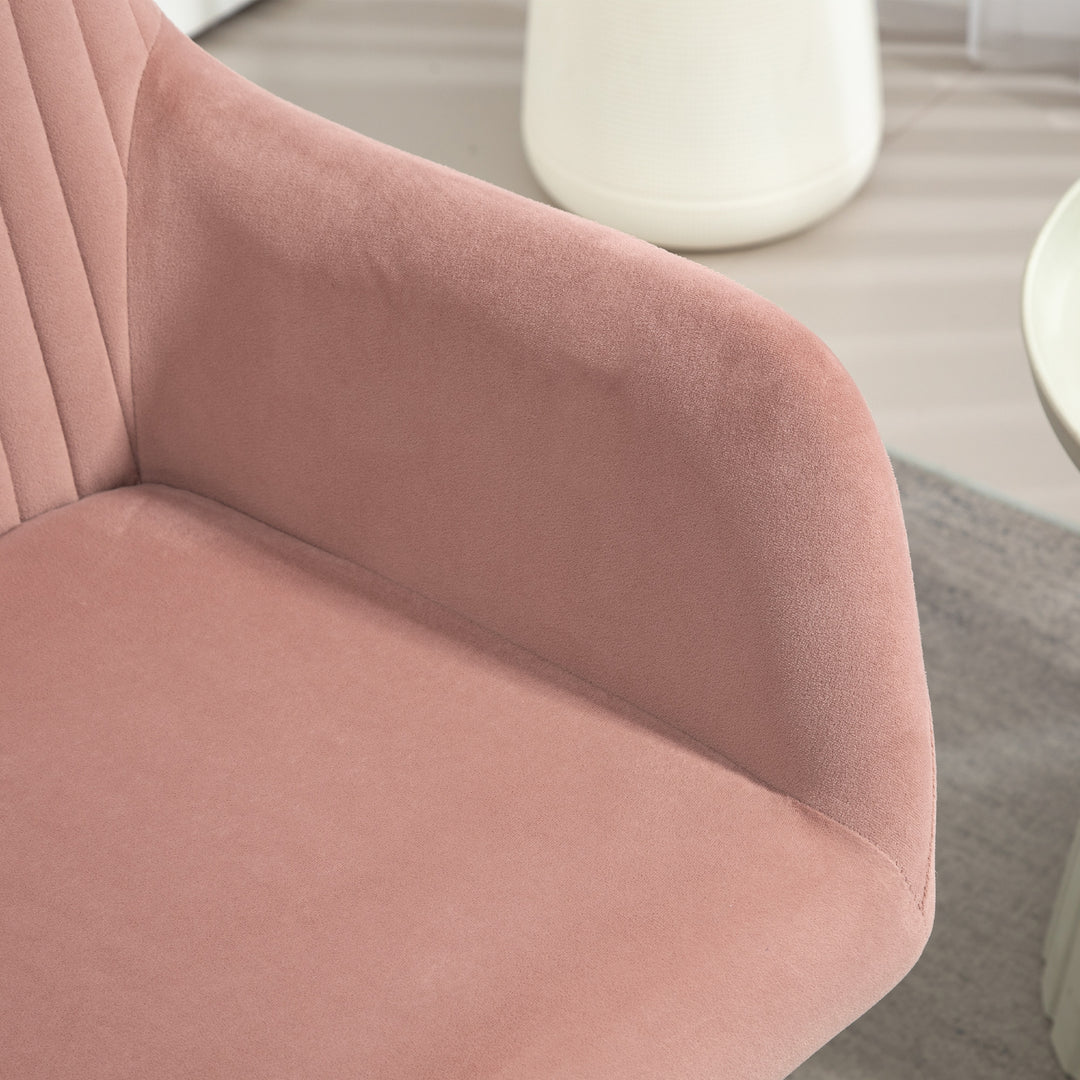 Modern Arm Chair Upholstered Accent Chair with Metal Base for Living Room Pink