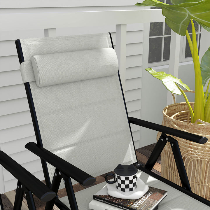 Set of 2 Patio Folding Chairs w/ Adjustable Back