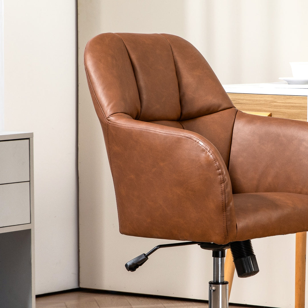 HOMCOM Leather Swivel Chair, Brown