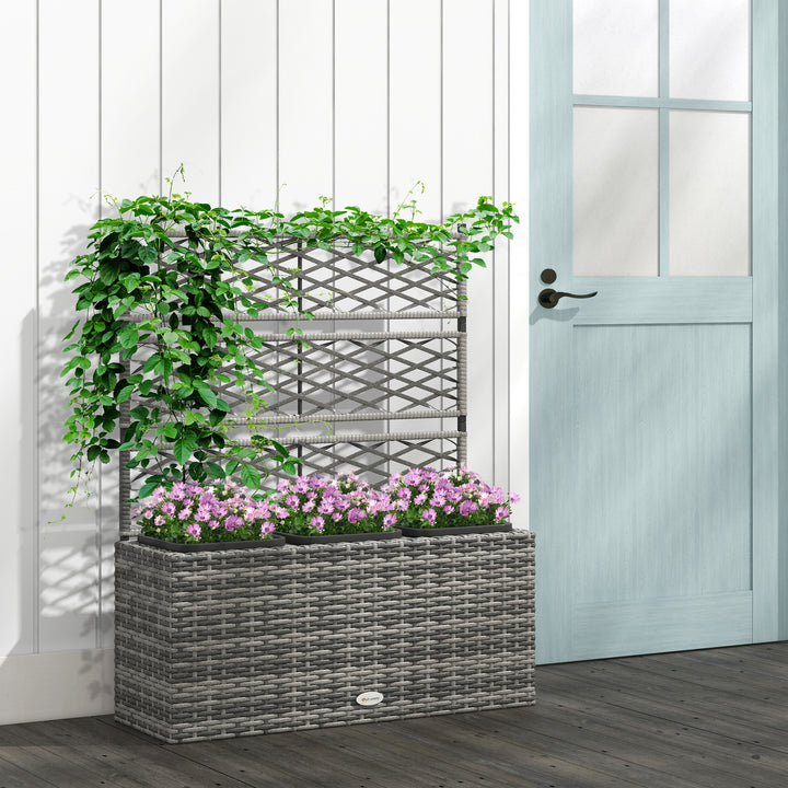 Rattan Planter with Trellis: Freestanding Flower Bed for Climbing Plants