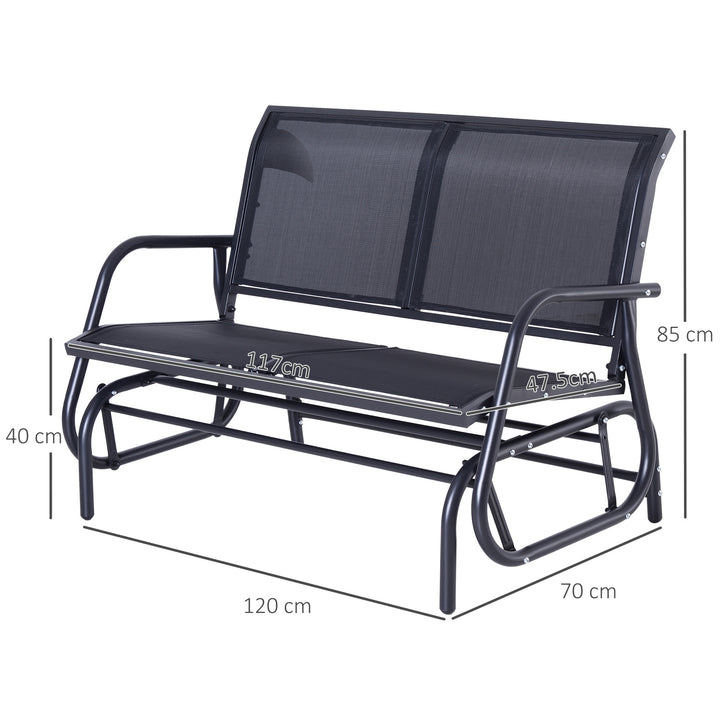 2-Person Outdoor Glider Bench Patio Double Swing Gliding Chair Loveseat w/Power Coated Steel Frame for Garden Porch